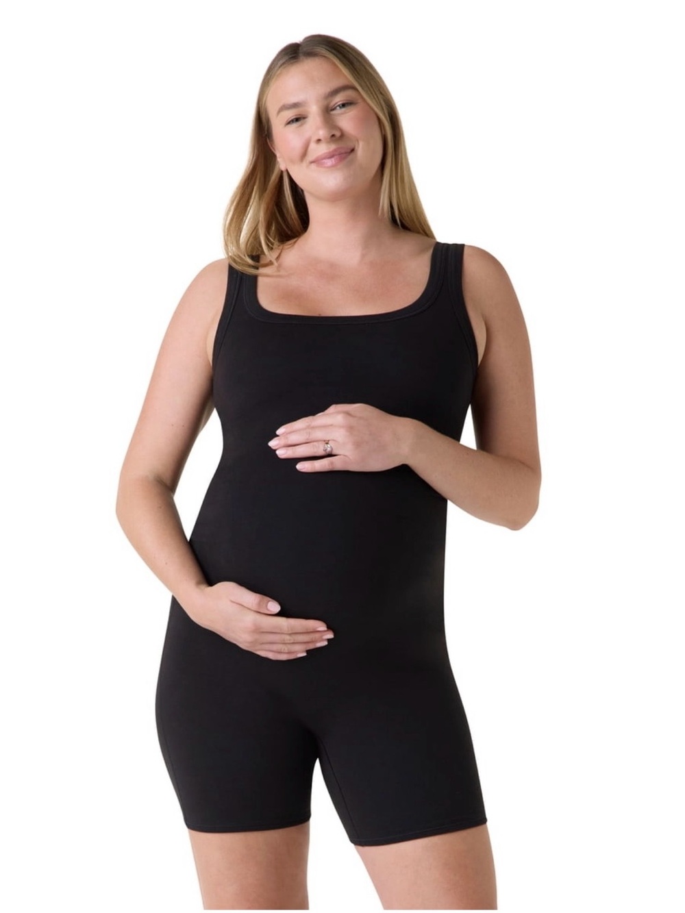 Ingrid and Isabel Maternity Black Seamless Support Tank Romper